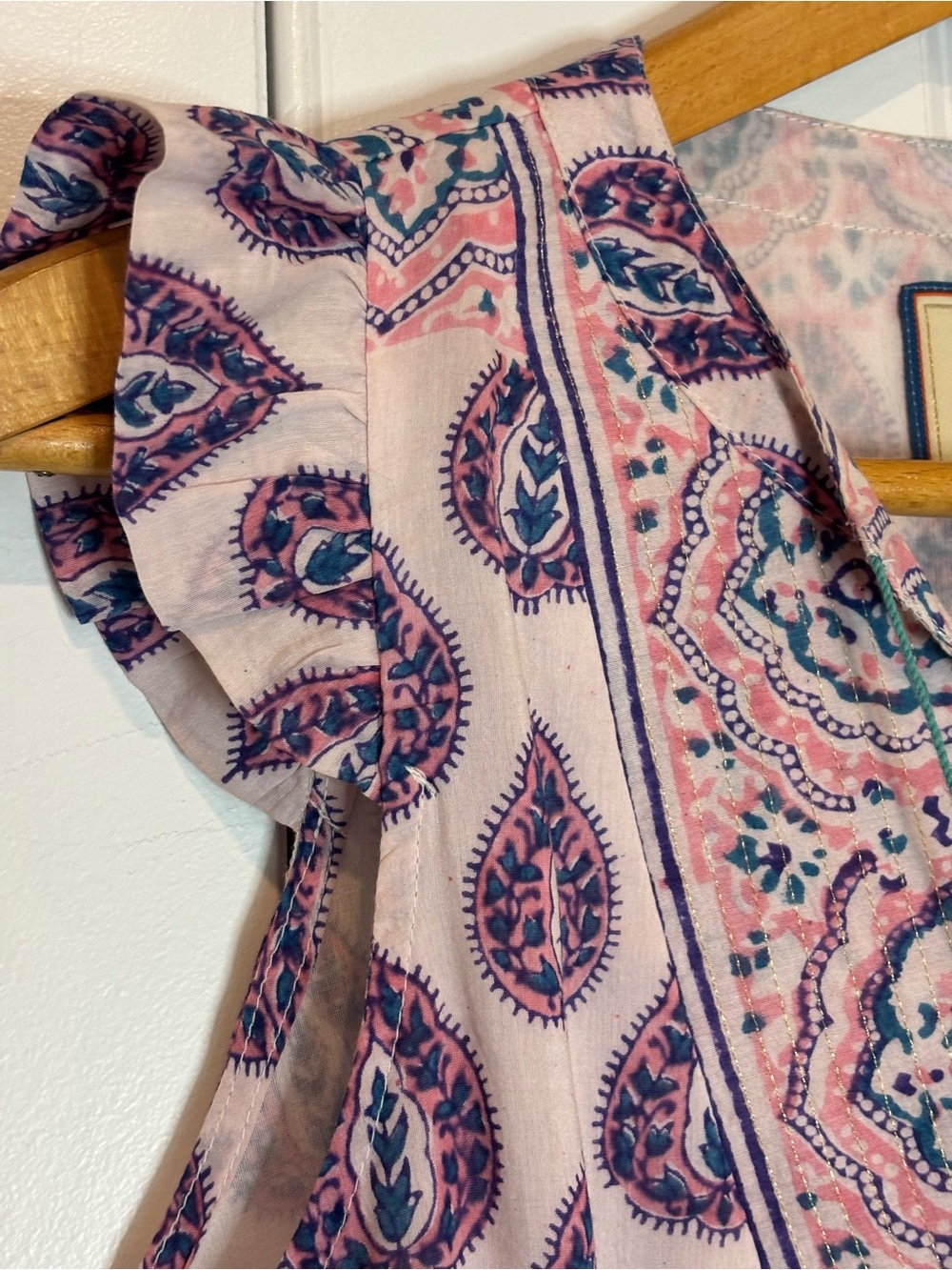Bell by Alicia Bell Lola Pink Blue Sleeveless Tassel Elastic Waist Mini Dress M - Picture 3 of 11